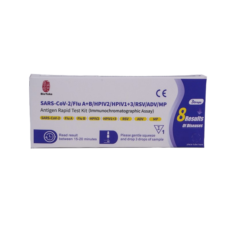 8 I 1 SARS-Cov-2/influensa A+B/HPIV2/HPIV1+3/RSV/ADV/MP Antigen Rapid Test Kit