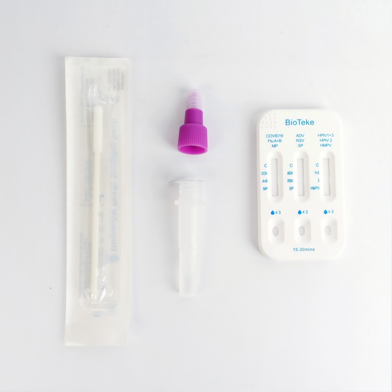 Respiratorisk 10 i 1 SARS-COV-2/influensa A+B/HPIV2/HPIV1+3/RSV/ADV/MP/SP/HMPV-antigen Rapid Test Kit
